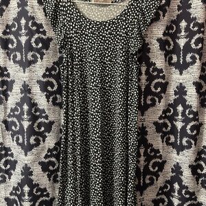 LOFT Black and White Patterned Midi Dress
